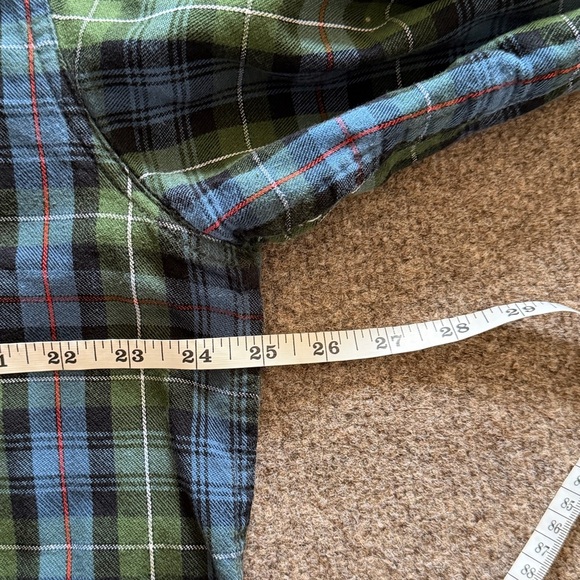 LL Bean Men’s L Casual Button Up Shirt Blue Green Plaid Long Sleeve 100% Cotton - Picture 13 of 13